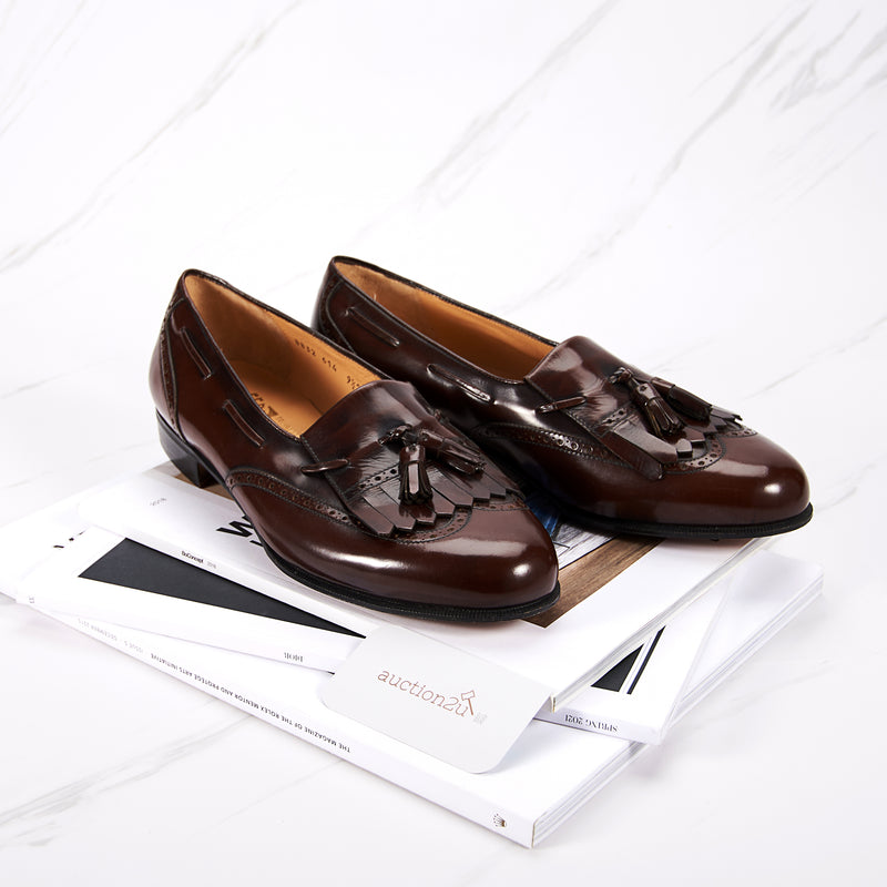 [Pre-owned] Salvatore Ferragamo Brown Leather Tassel Loafer | Size: 9.5