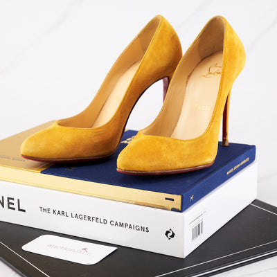 [Pre-owned] Christian Louboutin Suede Corneille Pumps Yellow | Size : 35.5