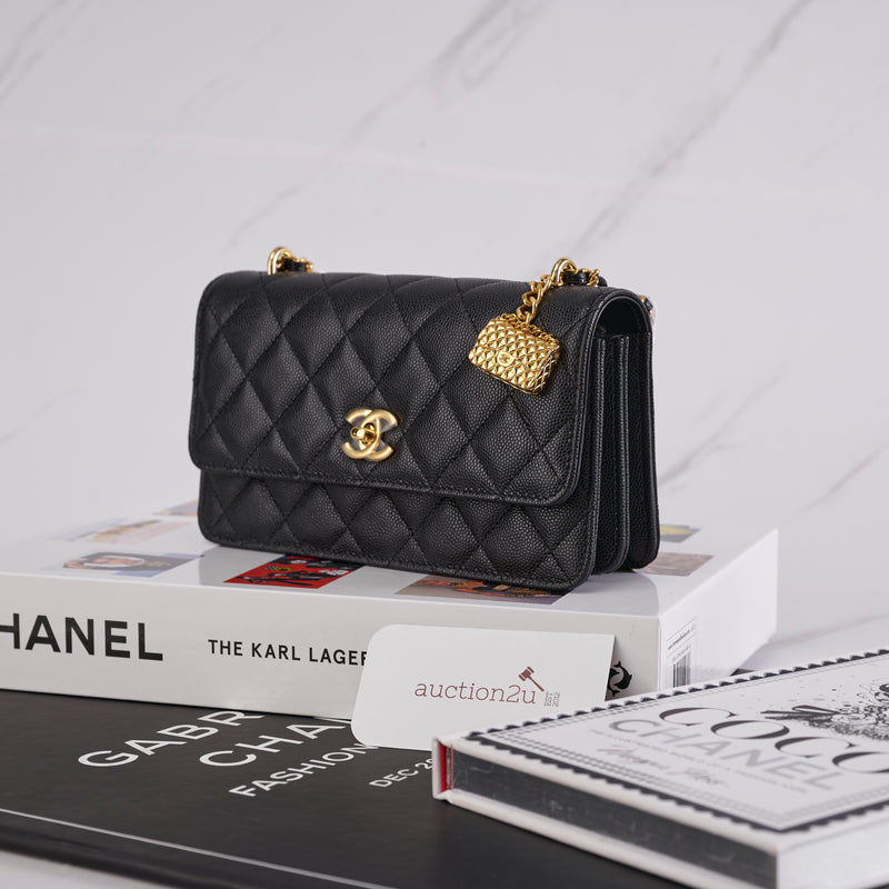 Chanel Limited Edition Lucky Charms Reissue Mini O Case in Black Aged  Calfskin - SOLD