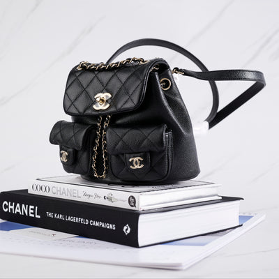 [NEW] Chanel Small Backpack | Grained Shiny Calfskin Black & Gold-Tone Metal