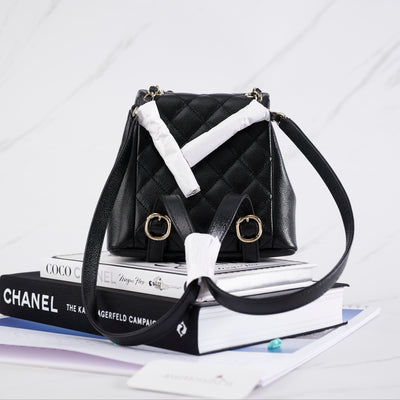 [NEW] Chanel 23P Small Backpack | Grained Shiny Calfskin Black & Gold-Tone Metal