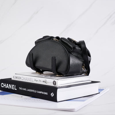 [NEW] Chanel Small Backpack | Grained Shiny Calfskin Black & Gold-Tone Metal