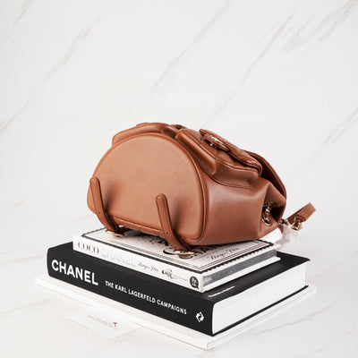 [NEW] Chanel Mini Backpack | Grained Shiny Calfskin Brown & Gold-Tone Metal