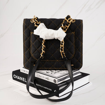 [NEW] Chanel 23S Backpack | Denim Black , Gold and Ruthenium Hardware
