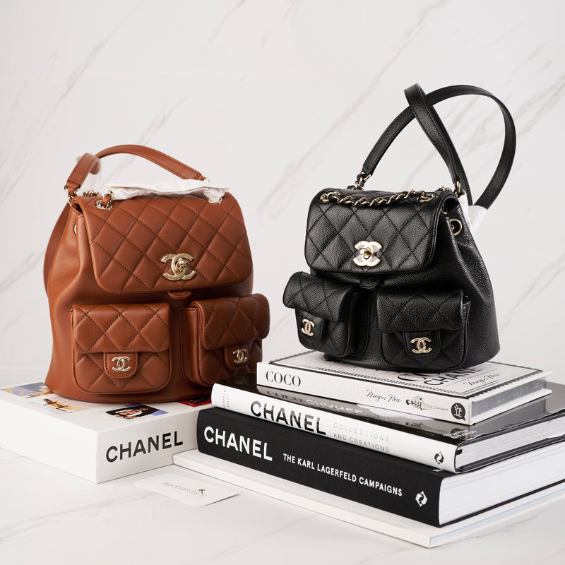 [NEW] Chanel 23A Medium Backpack | Calfskin Brown & Gold-Tone Metal