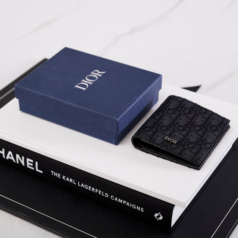 [New] Christian Dior Oblique Jacquard Vertical Wallet | Black