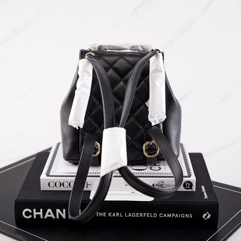 [NEW] Chanel 23A Small Backpack | Calfskin Black & Gold-Tone Metal