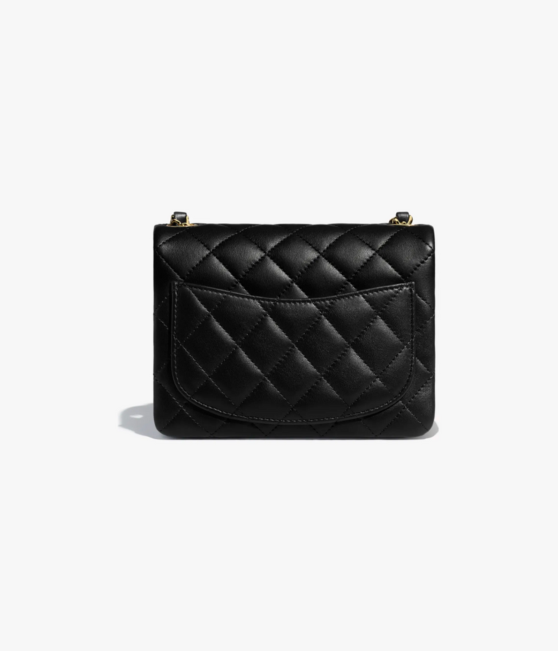 [NEW] Chanel Mini Square Flap Bag | Lambskin Black & Gold-Tone Metal