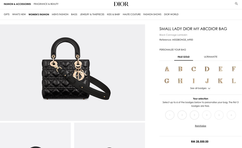 [Pra-milik] Beg Dior Wanita Kecil Christian Dior | Hitam, Perkakasan Perak 
