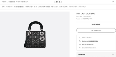[Pre-owned] Christian Dior Mini Lady Dior Bag | Black, Satin x beads