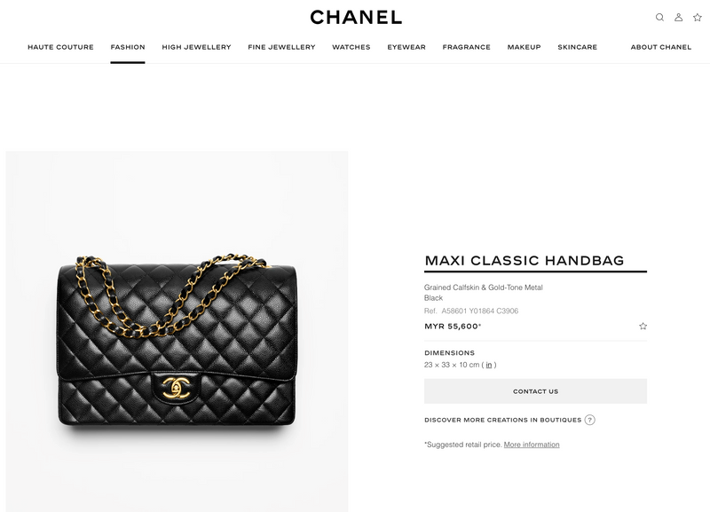 [Pra-milik] Beg Klasik Chanel Maxi | Kaviar &amp; Logam Nada Perak 