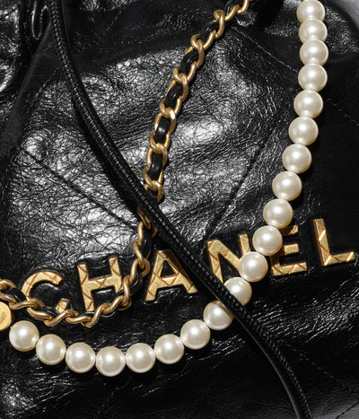 [NEW] Chanel 22 Mini with Pearls | Shiny Crumpled Calfskin & Gold-Tone Metal Black