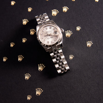 [Pre-owned] Rolex Lady-Datejust 179174-0031 26mm | Oystersteel & White Gold, Silver Diamond-Set Dial, Jubilee Bracelet