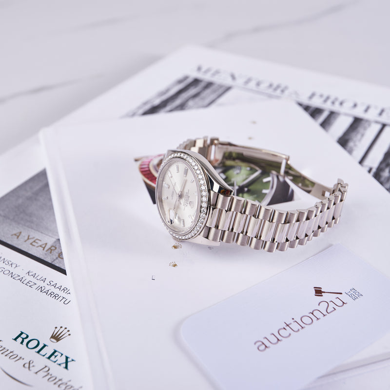 [NEW] Rolex Day-Date 40 228349RBR-0001 | White Gold, Fluted, Diamond-Set Dial, President