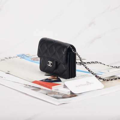 [Pre-owned] Chanel Mini wallet Chain shoulder bag Purse A81465 Caviar Skin