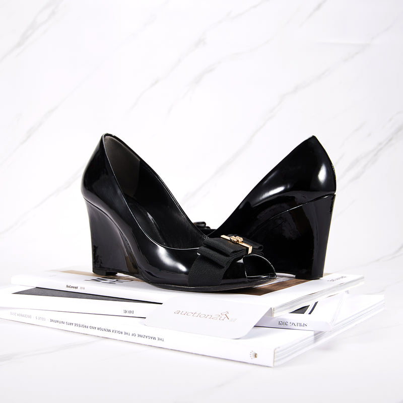[Pre-owned] Tory Burch Patent Leather Pump in Black | Size : 6.5