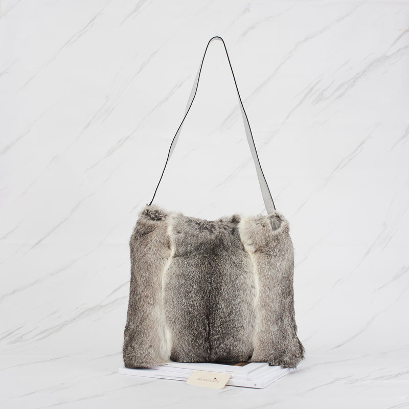[Pre-owned] Celine Shoulder Bag In Rabbit Fur and Silver Leather