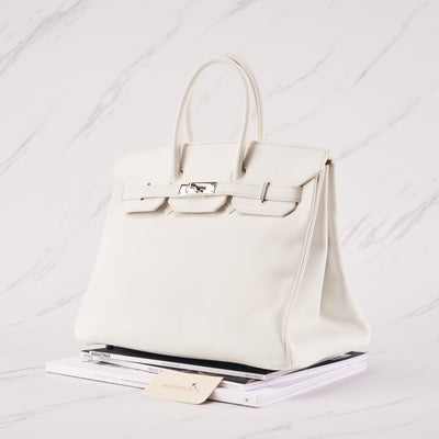 [Pre-milik] Hermès Birkin 35 | Blanc, Kulit Epsom, Perkakasan Palladium 