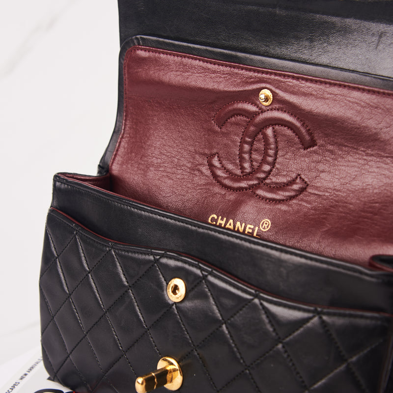 [Pra-milik] Beg Klasik Kecil Chanel | Vintaj, Kulit Anak Lembu &amp; Logam Nada Emas 24K 