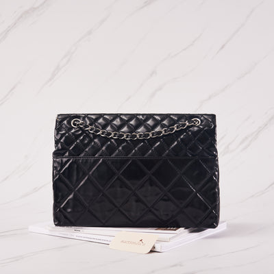 [Pra-milik] Chanel Business Flap Maxi bag | Paten &amp; Logam Nada Perak 