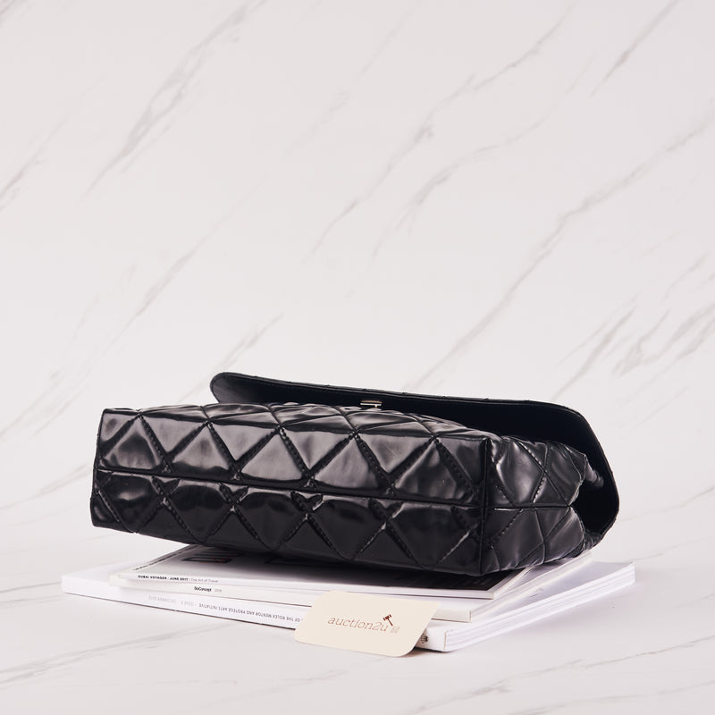 [Pra-milik] Chanel Business Flap Maxi bag | Paten &amp; Logam Nada Perak 
