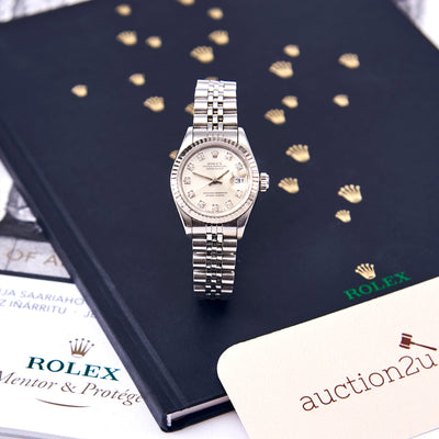 [Pre-owned] Rolex Lady-Datejust 179174-0031 26mm | Oystersteel & White Gold, Silver Diamond-Set Dial, Jubilee Bracelet