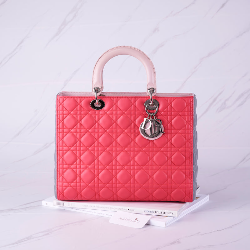 [Pre owned]Christian Dior Large Lady Dior Cannage Leather Bag | Multicolor