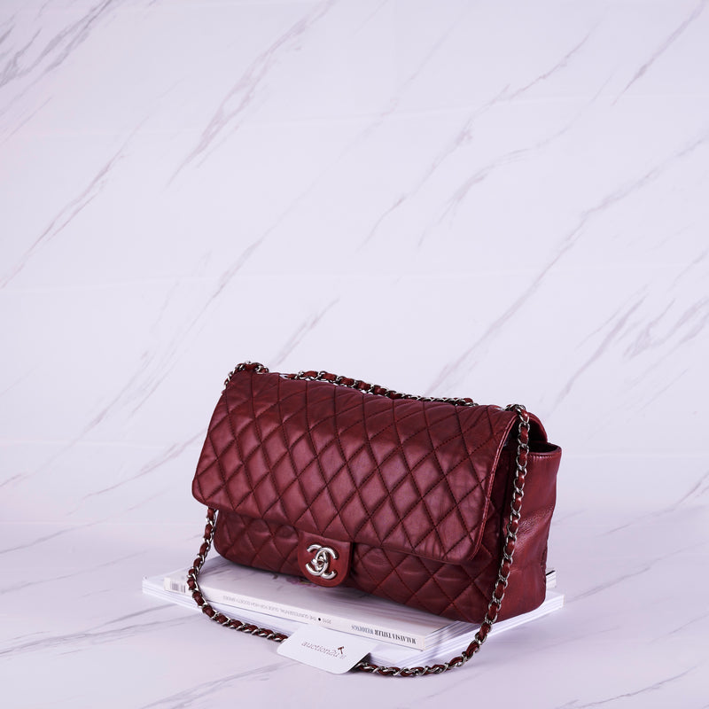 [Pra-milik] Beg Klasik Chanel | Kulit Ram &amp; Logam Nada Perak 
