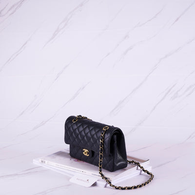 [Pra-milik] Beg Klasik Kecil Chanel | Kulit Kaviar &amp; Logam Nada Emas 