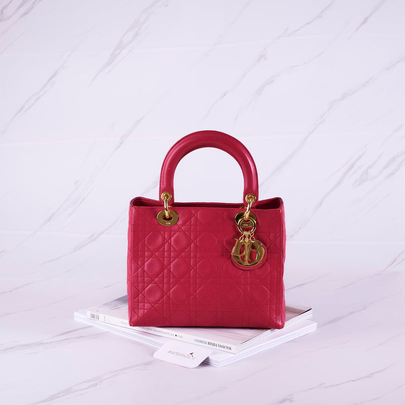 [Pre-owned] Christian Dior Medium Lady Dior Bag |Pink, Gold Hardware
