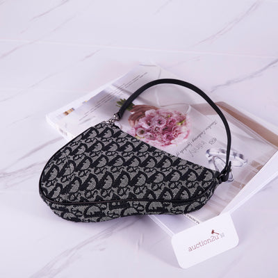 [Pre-owned] Christian Dior Mini Saddle Bag | Black Dior, Oblique Jacquard