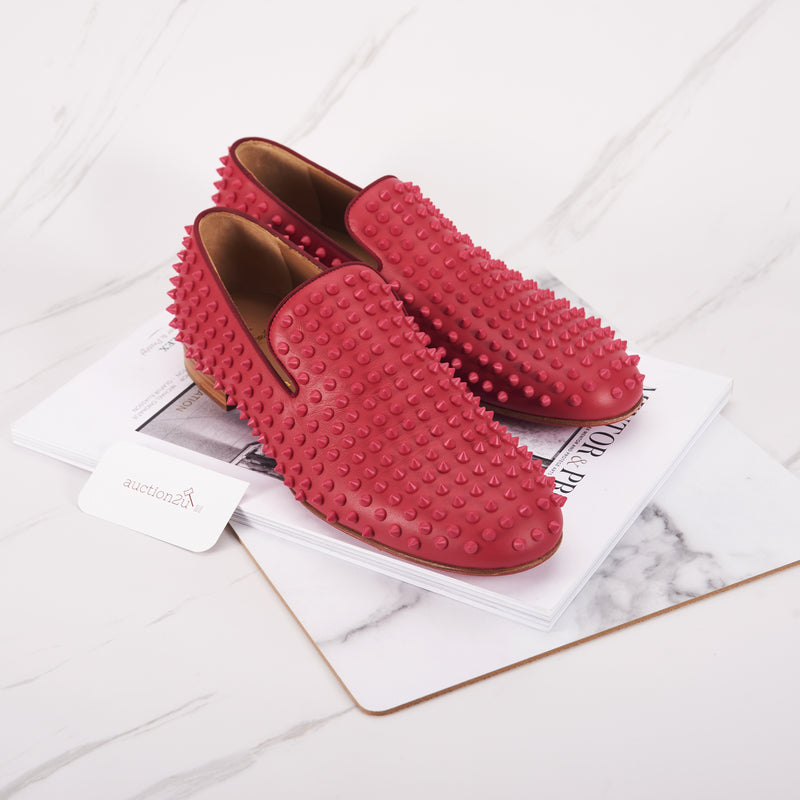 [Open Box] Christian Louboutin Rollerboy Spikes Flat Red Shoes | Size: 44.5