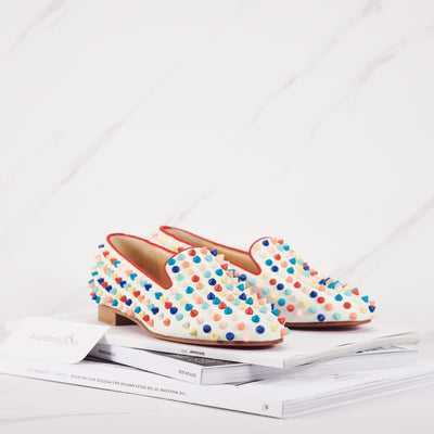 [NEW] Christian Louboutin Rollerboy Spikes Rainbow Loafers | Size: 35
