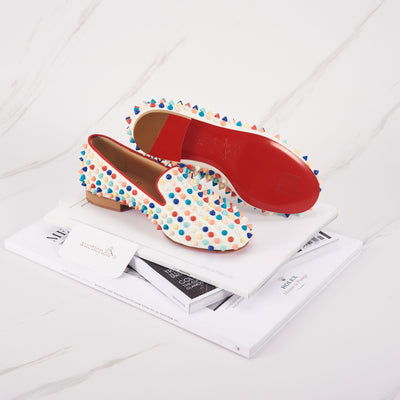 [NEW] Christian Louboutin Rollerboy Spikes Rainbow Loafers | Size: 35