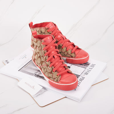 [Pre-owned] Coach Franca Pink High Top Sneakers | Size : 7B