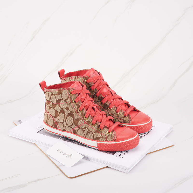 [Pra-milik] Coach Franca Pink High Top Sneakers | Saiz : 7B 