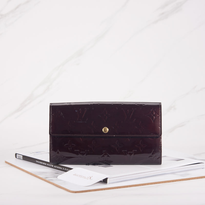 [Pre-milik] Louis Vuitton Long Sarah Wallet Vernis Amarante Leather 
