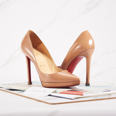 [Pre-owned] Christian Louboutin Pigalle Plato Nude | Size 35.5