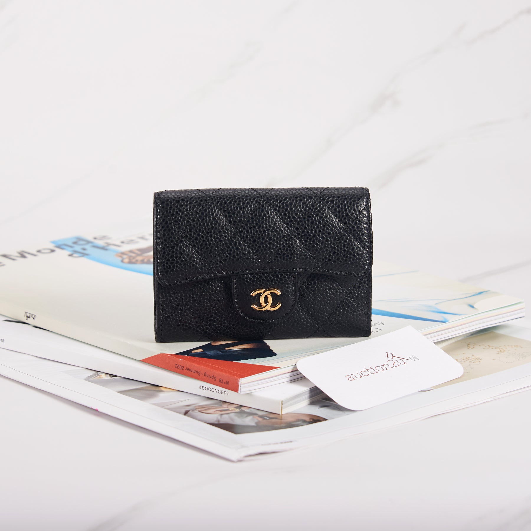 Chanel Classic Card Holder in Grained Calfskin & Gold-Tone Metal 