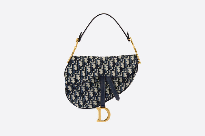 [Pre-owned] Christian Dior Saddle Bag | Blue Dior, Oblique Jacquard, Gold Hardware