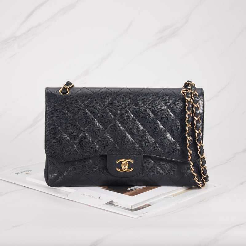 [Pra-milik] Beg Klasik Besar Chanel | Kaviar &amp; Logam Nada Emas 