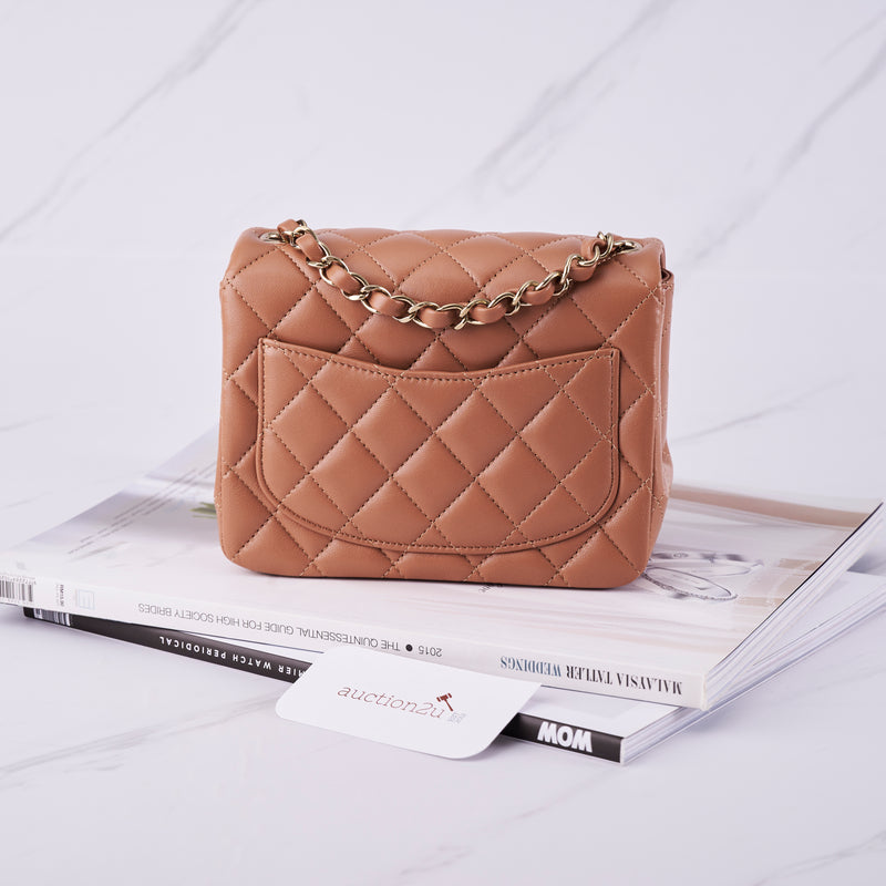 [BARU] Beg Mini Flap Chanel | Kulit Domba &amp; Perak-Tona Coklat Muda 