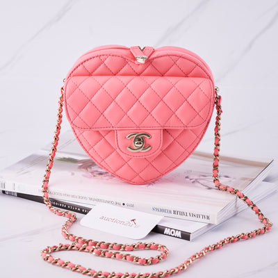 [BARU] Beg Jantung Chanel | Kulit Lamb, Coral Pink 
