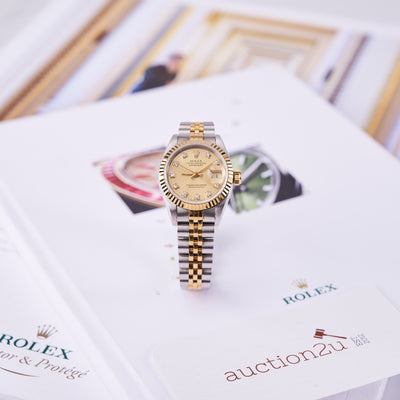 [Pra-milik] Rolex Lady-Datejust 69173 26mm | Emas &amp; Keluli 18K Kuning, Dail Set Berlian 