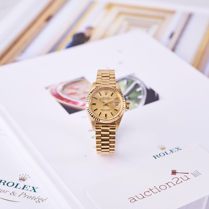 [Pre-milik] Rolex Lady-Datejust 6917 26mm | Emas Kuning 18K, Gelang Presiden 