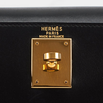 [Pra-milik] Hermes Kelly Retourne 28 | Noir, Kotak, Perkakasan Emas 