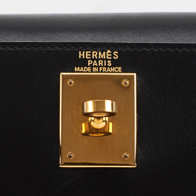 [Pre-owned] Hermes Kelly Retourne 28 | Noir, Box, Gold Hardware