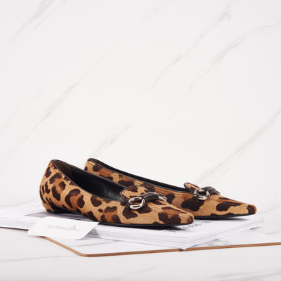 [Pra-milik] Prada Leopard Print Pointed Flats | Saiz: 36 