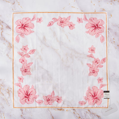 [Pre-owned] Celiné Light Pink Hibiscus Square Scarf