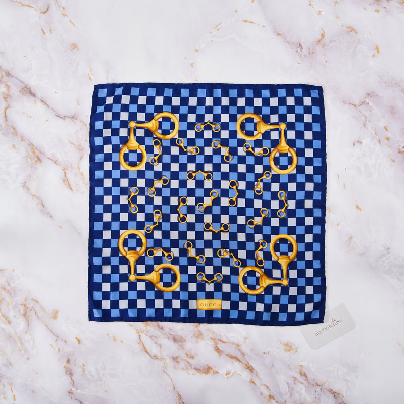 [Pre-owned] Gucci Buckle Square Scarf in Blue